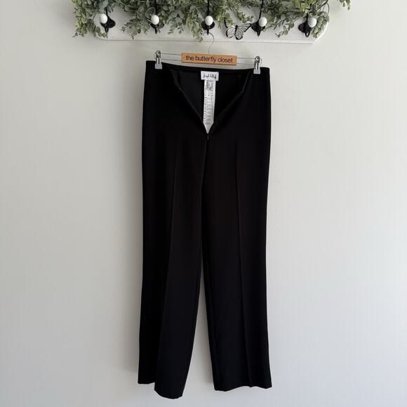 Joseph Ribkoff Black Front-Zip Trousers Dress Wide Leg Pants Size US 10 NEW - Picture 4 of 6